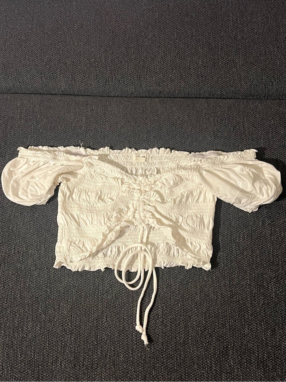 Garage White Smocked Crop Top